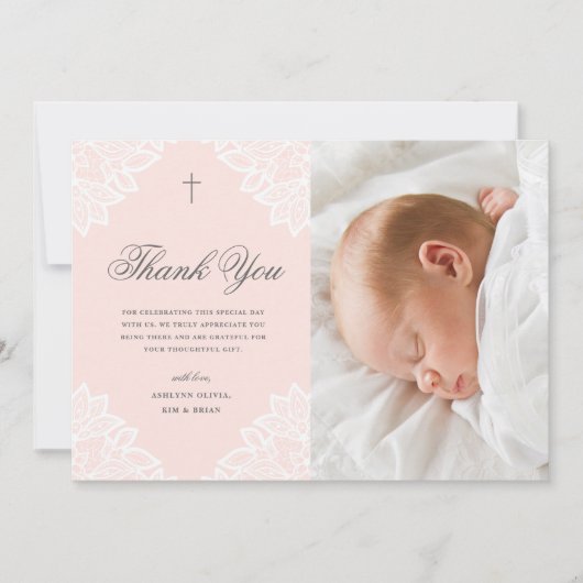 ヴィンテージレース写真バプテスマありがとう ノートカード (正面)