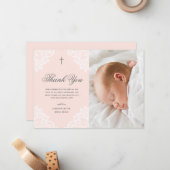 ヴィンテージレース写真バプテスマありがとう ノートカード (正面/裏面インサイチュ)