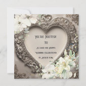 ヴィンテージレース及びシルバーハート結婚ズ 招待状 (正面)