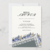 ヴィンテージレース及び真珠フローラブライダルシャワー 招待状 (正面)