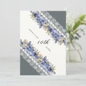 ヴィンテージレース及び真珠フローラ誕生日カード 招待状 (スタンド正面)