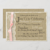 ヴィンテージレース及び赤面ボウブライダルシャワー 招待状 (正面/裏面)