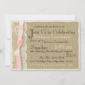 ヴィンテージレース及び赤面ボウブライダルシャワー 招待状 (正面)