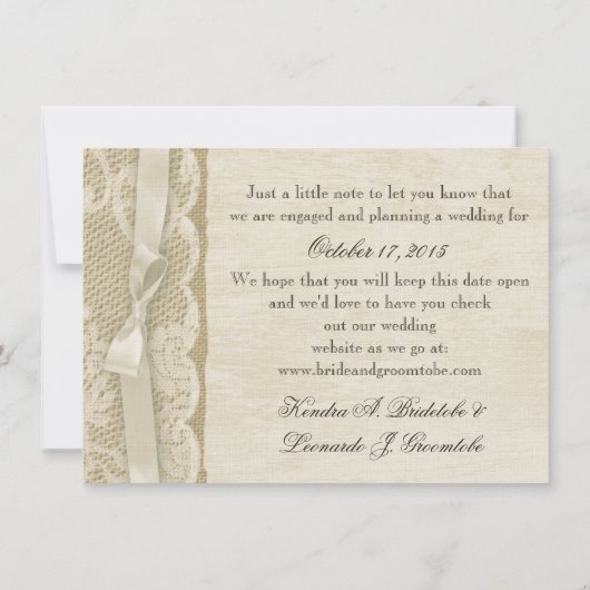 ヴィンテージレース日付の保存 セーブザデート (裏面)