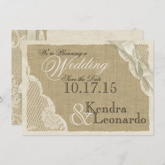 ヴィンテージレース日付の保存 セーブザデート (正面/裏面)