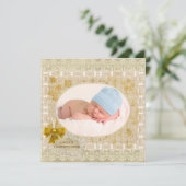 ヴィンテージレース男の赤ちゃんフォトバプテスマ《キリスト教》洗礼式や命名式 招待状 (スタンド正面)