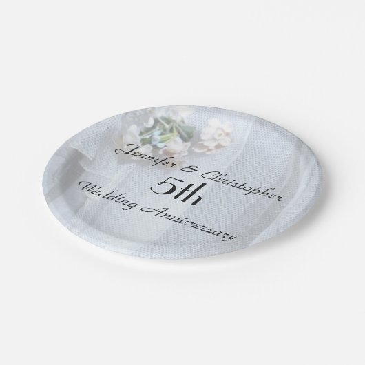 ヴィンテージレース紙プレート結婚5周年記念 ペーパープレート (アングル)