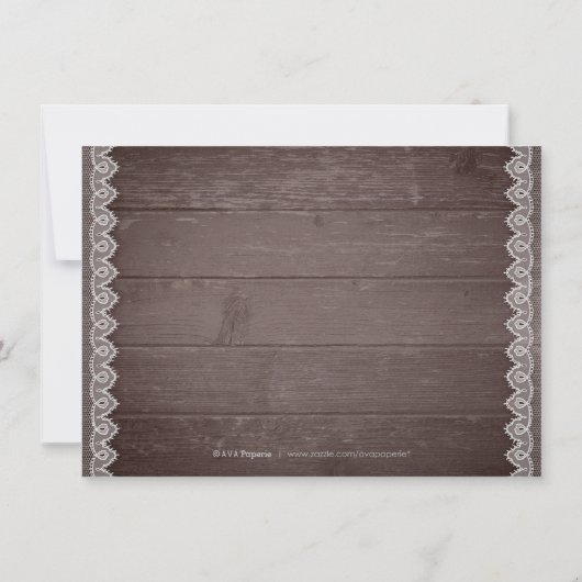 ヴィンテージレース素朴なウェディングレセプションカード 招待状 (裏面)