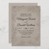 ヴィンテージレース素朴なフローラ結婚式招待状 招待状 (正面/裏面)