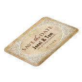 ヴィンテージレース素朴ウェディング日付磁石を保存 マグネット (左側)