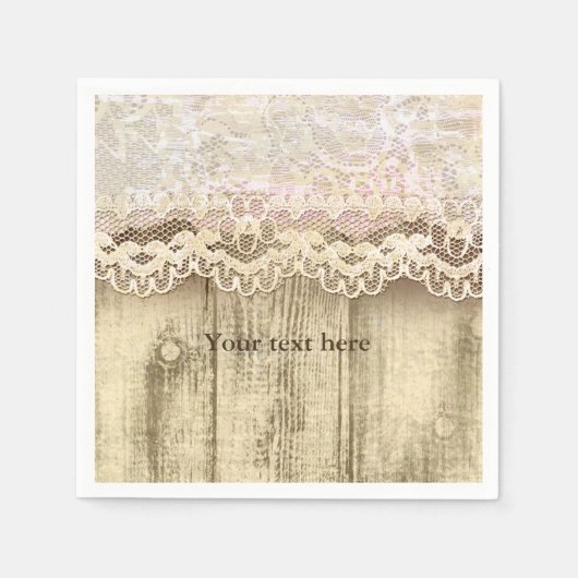 ヴィンテージレース素朴ウッドディナーディナーカクテルナプキンズ スタンダードカクテルナプキン (正面)