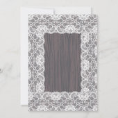 ヴィンテージレース素朴ウッドピンククリームフローラ結婚ズ 招待状 (裏面)