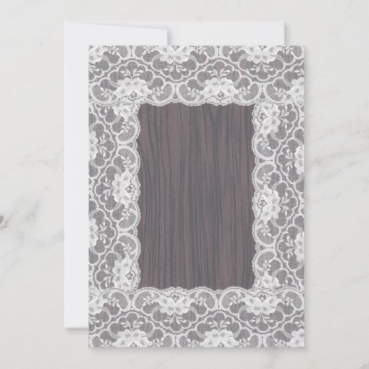 ヴィンテージレース素朴ウッドピンククリームフローラ結婚ズ 招待状 (裏面)