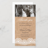 ヴィンテージレース結婚の感謝フォトカード サンキューカード (正面/裏面)