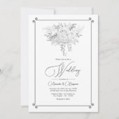 ヴィンテージレース結婚フローラのQRコード 招待状 (正面)