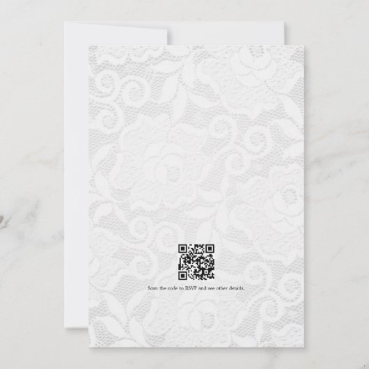 ヴィンテージレース結婚フローラのQRコード 招待状 (裏面)