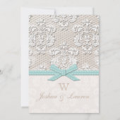 ヴィンテージレース結婚式招待状ブルー 招待状 (裏面)