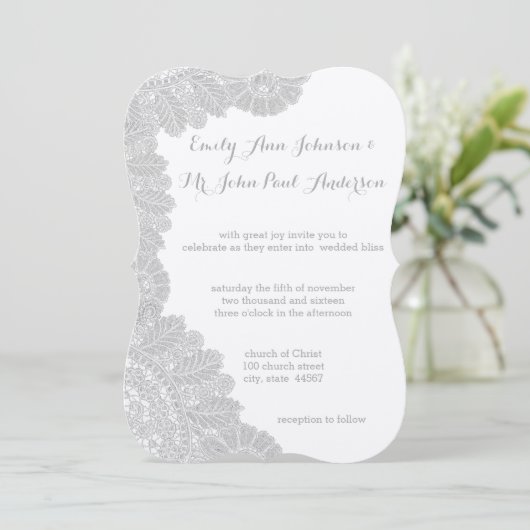 ヴィンテージレース結婚式招待状 招待状 (スタンド正面)