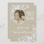 ヴィンテージレース誕生日と写真 招待状 (正面/裏面)