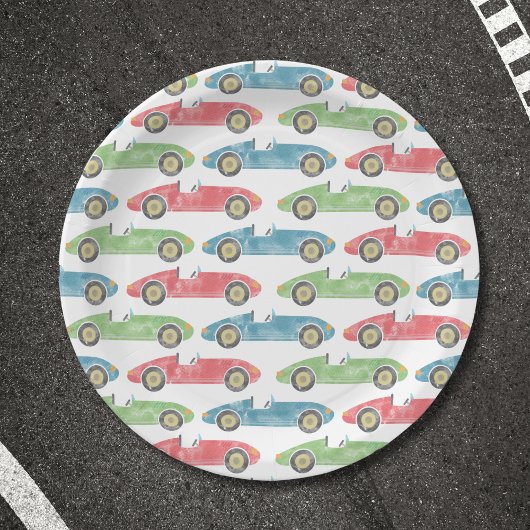 ヴィンテージレース車の誕生日ナプキン ペーパープレート