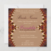 ヴィンテージレース金ゴールドサテンブライダルシャワー 招待状 (裏面)