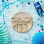 ヴィンテージレース&ウッド素朴ウェディングパーティープレート ペーパープレート (パーティー)