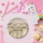 ヴィンテージレース&ウッド素朴ウェディングパーティープレート ペーパープレート (パーティー)