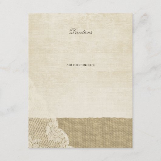 ヴィンテージレース、ネイビーボウ、バーラップ情報カード エンクロージャーカード (裏面)