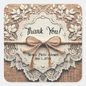 ヴィンテージレース&バーラストウェイン素朴ブライダルシャワー スクエアシール (正面)