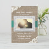 ヴィンテージレース&バーラップカスタムフォトズ結婚ス 招待状 (スタンド正面)