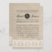 ヴィンテージレース&バーラップリハーサルディナー招待状 招待状 (正面/裏面)