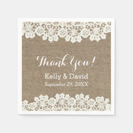 ヴィンテージレース&バー素朴ラップ結婚サンキュー スタンダードカクテルナプキン