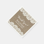 ヴィンテージレース&バー素朴ラップ結婚サンキュー スタンダードカクテルナプキン (角)