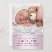 ヴィンテージレース&ボーピンク写真誕生のお知らせ 案内状 (正面)