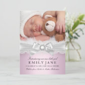 ヴィンテージレース&ボーピンク写真誕生のお知らせ 案内状 (スタンド正面)