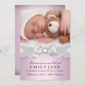 ヴィンテージレース&ボーピンク写真誕生のお知らせ 案内状 (正面/裏面)