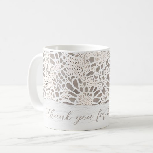 ヴィンテージレース&リネンありがとう コーヒーマグカップ (正面左)