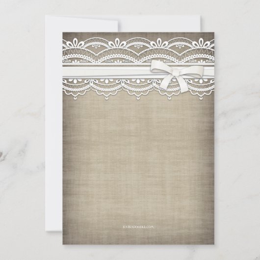 ヴィンテージレース&リネンエレガ素朴ンスブライダルシャワー 招待状 (裏面)