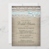 ヴィンテージレース&リーネンエレガ素朴ンスブライダルシャワー 招待状 (正面)