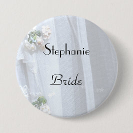 ヴィンテージレース、名前、花嫁の大きなボタンピン 缶バッジ