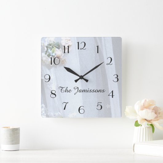 ヴィンテージレース、時計パーソナライズされた、 スクエア壁時計 (ホーム)