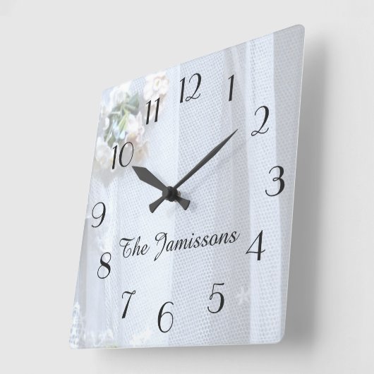 ヴィンテージレース、時計パーソナライズされた、 スクエア壁時計 (傾斜)