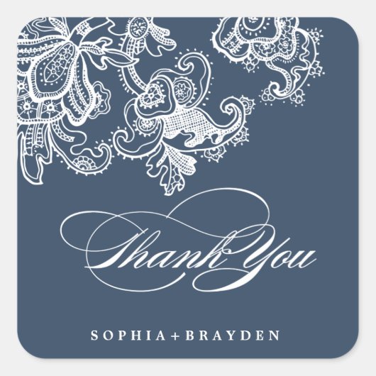 ヴィンテージレ結婚ース感謝していのシステッカー スクエアシール (正面)