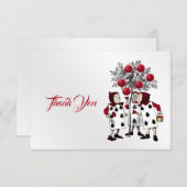 ヴィンテージレ絵画ッドのバラ サンキューカード (正面/裏面)