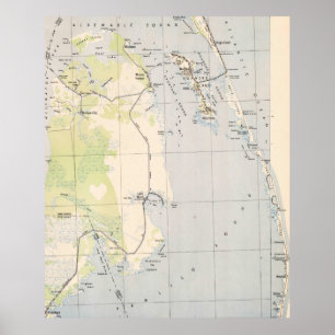 ヴィンテージロアノケ島と外銀の地図NC ポスター