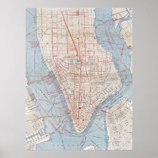 ヴィンテージロアーマンハッタンの地図(1879) ポスター (正面)