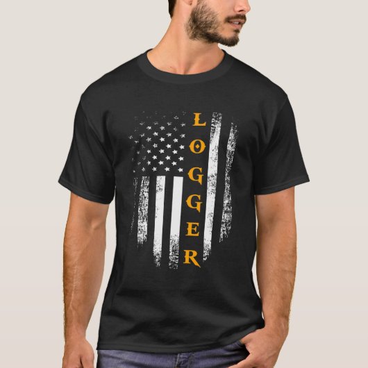 ヴィンテージロガー米国旗カーペンターギフト Tシャツ (正面)