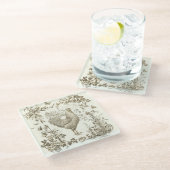 ヴィンテージロクラシックスターベージュフローラトワール ガラスコースター (アングル)