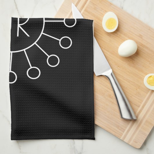 ヴィンテージロクールゴスタイルモノグラム |黒と白 キッチンタオル (四つ折り)