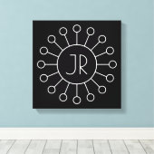 ヴィンテージロクールゴスタイルモノグラム |黒と白 キャンバスプリント (インサイチュ (ウッドフロア))